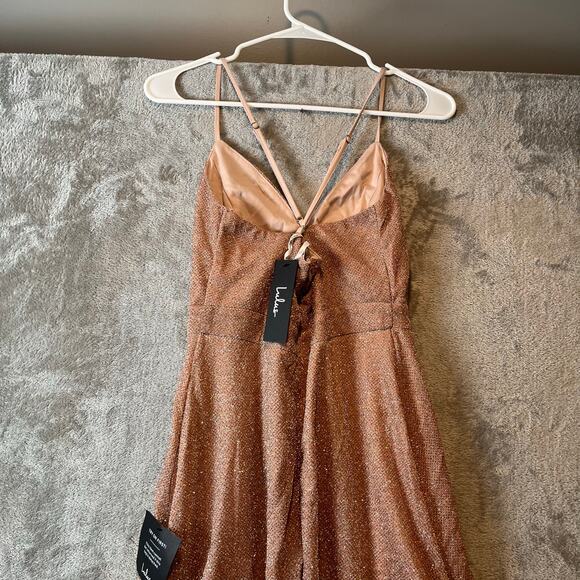 Lulus Truly Dazzling Mauve Multi Glitter Sleeveless Gown Size Small New Sold Out - Picture 4 of 8